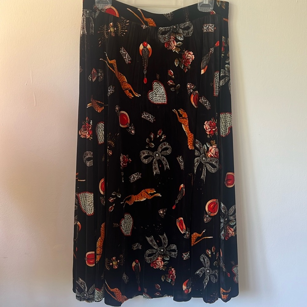 Anthropologie Long Stretch Velvet / Velour Skirt